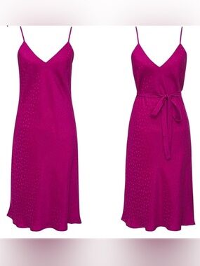 NWT Gold Hawk Silk Jacquard Midi Slip Dress Size Medium